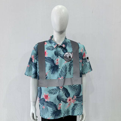 Tropical Print Shirt with Safety Class Tape(Full Dye Sublimation) #500251