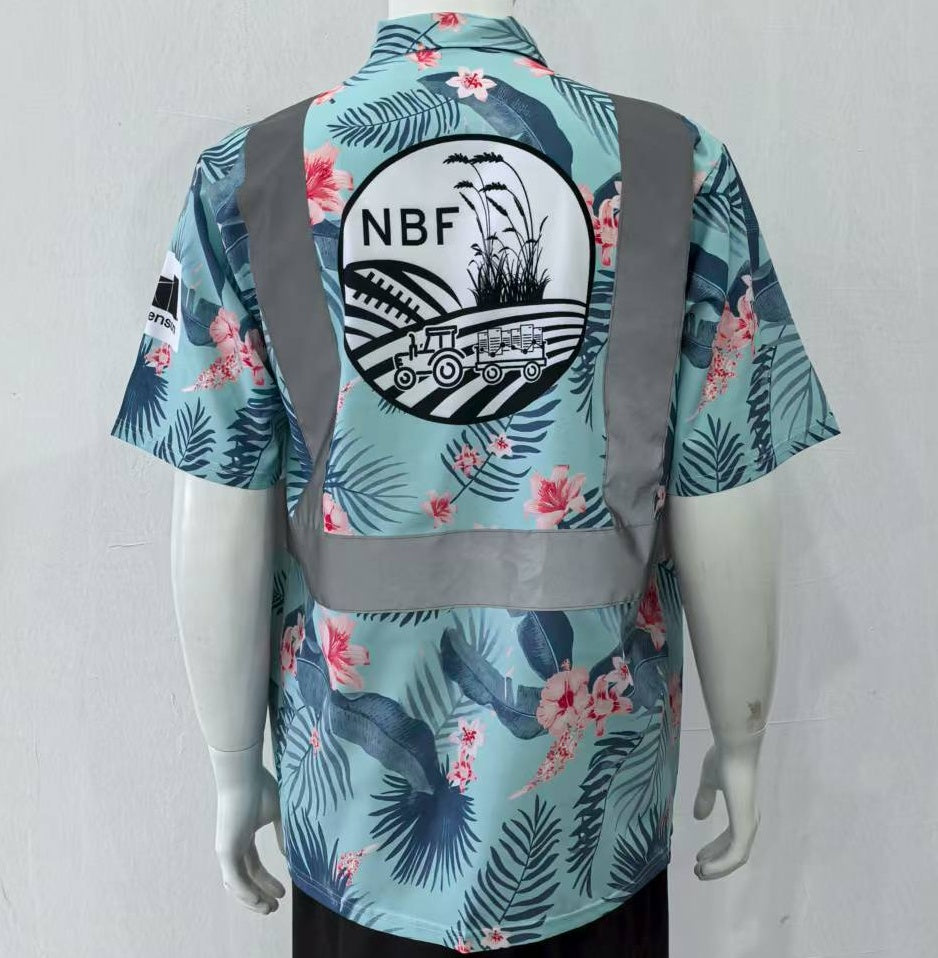 Tropical Print Shirt with Safety Class Tape(Full Dye Sublimation) #500251